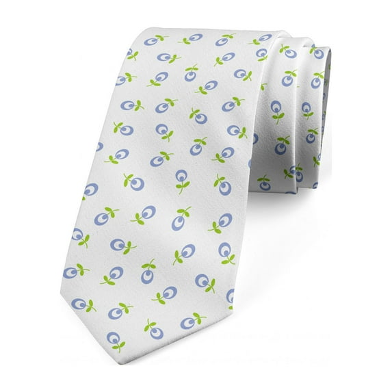 Floral Necktie, Green Leaves Vintage, Dress Tie, 3.7", Green Violet Blue White, by Ambesonne