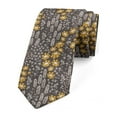 thumbnail image 1 of Floral Necktie, Hand Drawn Spring Flowers, Dress Tie, 3.7", Taupe and Dark Yellow, by Ambesonne, 1 of 3