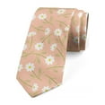 thumbnail image 1 of Floral Necktie, Rhythmic White Cosmos Flower, Dress Tie, 3.7", Lime Green Mustard, by Ambesonne, 1 of 3