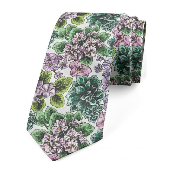 Floral Necktie, Violet Peonies, Dress Tie, 3.7", Multicolor, by Ambesonne