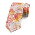 thumbnail image 1 of Floral Necktie, Watercolor Artwork Roses, Dress Tie, 3.7", Coral Orange White, by Ambesonne, 1 of 3