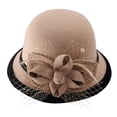 thumbnail image 1 of Floral Net Cloth Bucket Hat, Warm Wool Fisherman Cap, Retro Casual Headwear, Women Thick Comfortable Cold Proof Hat for Autumn Winter Outing Party Leisure Elegant Fashion Headgear,Khaki, 1 of 8