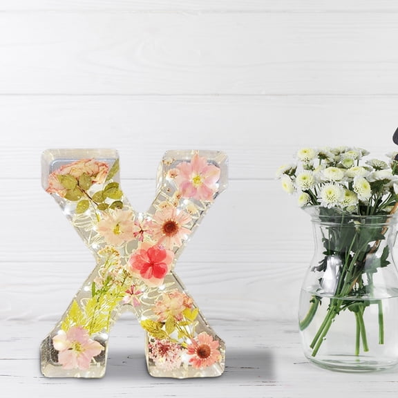 Floral Night Light, Zzbeans Elegant Resin Flower Letter Lamp, Handcrafted Decorative Bedside Light with Warm Glow for Home Decor Gift
