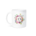 thumbnail image 1 of 3drose, Floral Number 13 Celebrating 13 Years Old 13th Anniversary or Birthday, 11oz Mug, 1 of 6