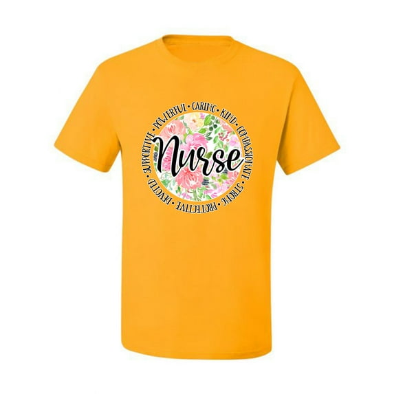 Floral Nurse Appreciation Pop Culture Men's Graphic T-Shirt, Gold, X-Large