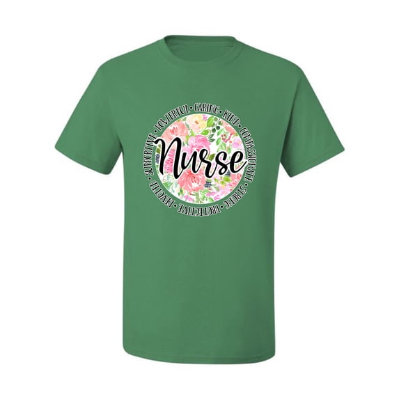 Floral Nurse Appreciation Pop Culture Men's Graphic T-Shirt, Kelly, Small