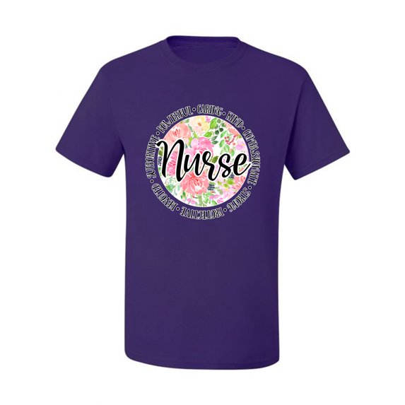 Floral Nurse Appreciation Pop Culture Men's Graphic T-Shirt, Purple, Medium