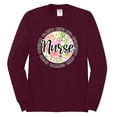 thumbnail image 1 of Floral Nurse Appreciation Pop Culture Mens Long Sleeve Shirt, Maroon, Medium, 1 of 4