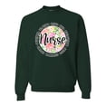 thumbnail image 1 of Floral Nurse Appreciation Pop Culture Unisex Crewneck Graphic Sweatshirt, Forest Green, Small, 1 of 4