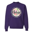 thumbnail image 1 of Floral Nurse Appreciation Pop Culture Unisex Crewneck Graphic Sweatshirt, Purple, X-Large, 1 of 4