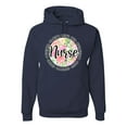 thumbnail image 1 of Floral Nurse Appreciation Pop Culture Unisex Graphic Hoodie Sweatshirt, Navy, Large, 1 of 4