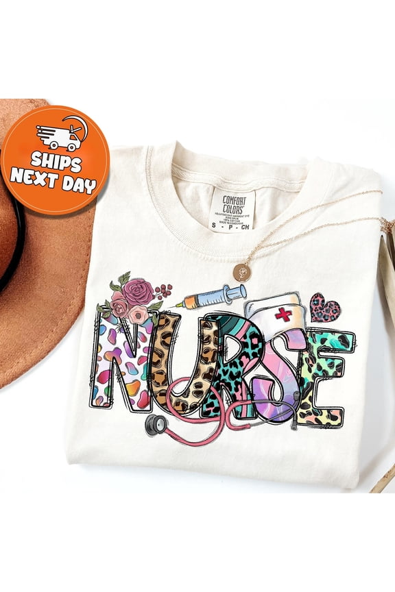 Floral Nurse Shirt, Leopard Print Nurse Tee, Nurse Appreciation Week, Nursing School Graduation, ER Nurse Gift, Nurse Birthday Present