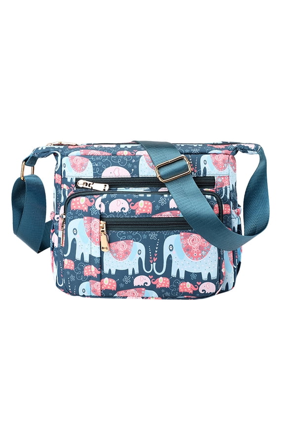 Floral Nylon Crossbody Bags for Women Flower Multi-Pocket Lightweight Shoulder Messenger Purse and Handbags