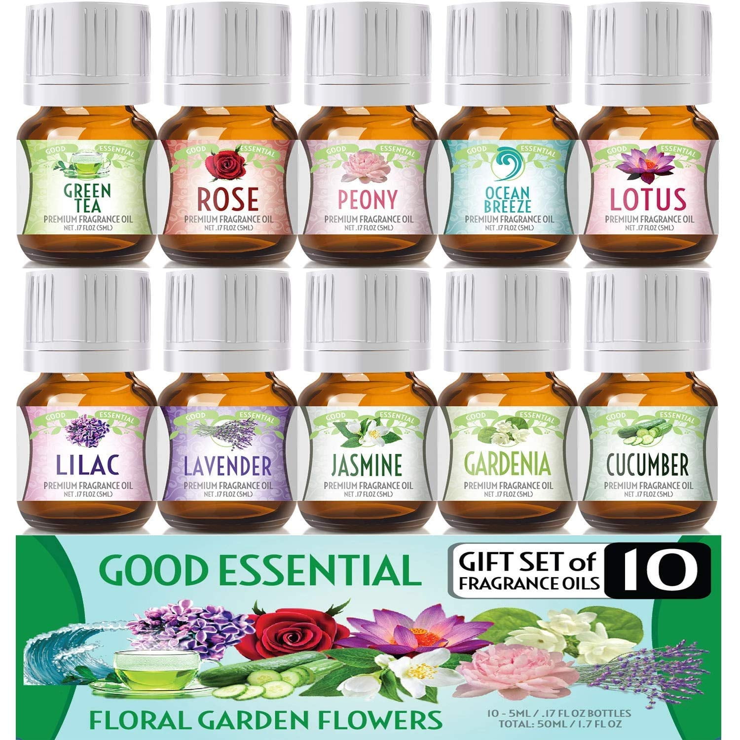 Essential Oils, Floral Scents Oils Gift Set, Rose, Jasmine, Gardenia,  Cherry, Pure Essential Oils for Diffuser for Home, Soap & Candles Making