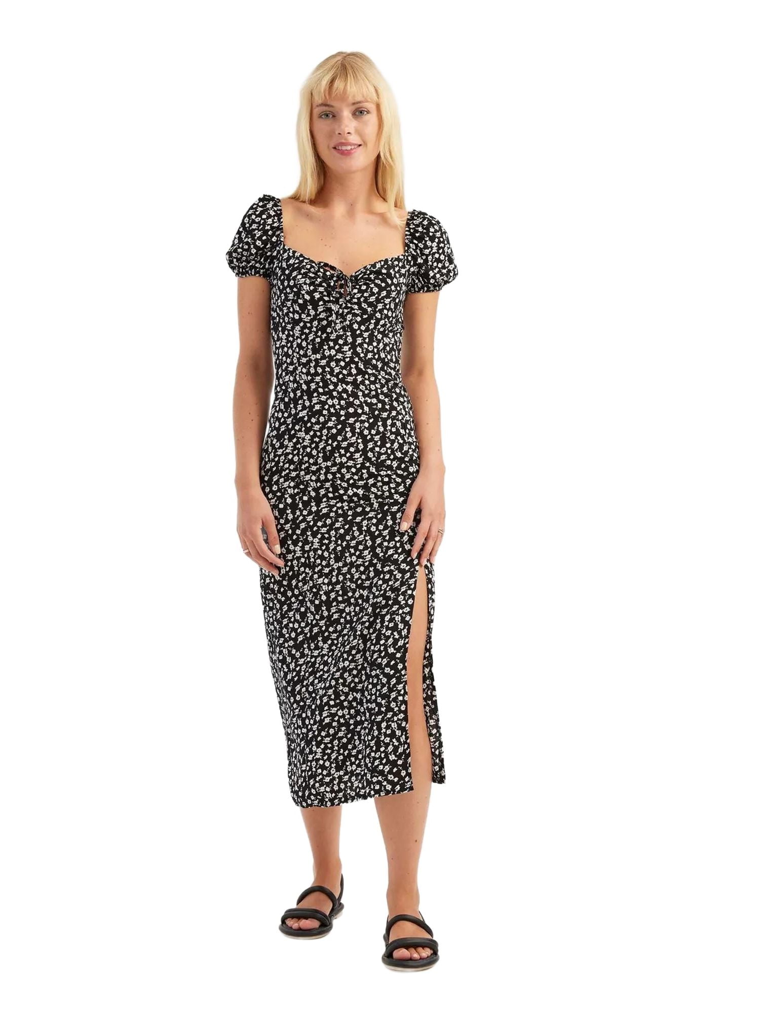 Floral Off Shoulder Side Slit Midi Dress - Walmart.com