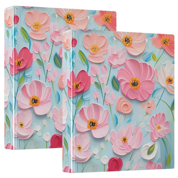 Floral Oil Paint Hardcover 3 Ring Binder 1.5 inch Round Rings with Interior Pockets Binders Organizer Office School 1 Pack