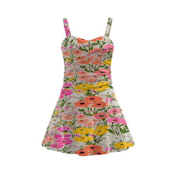 Floral One Piece Swimdress Swimsuits for Women Tummy Control Swim Dresses Skirt Bathing Suit XS