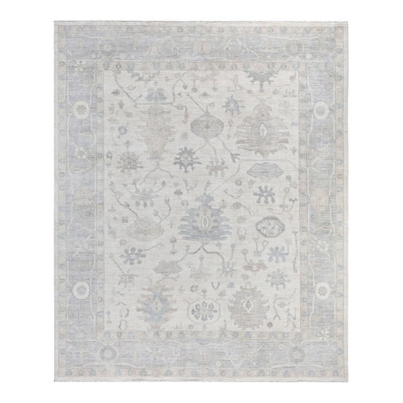 Floral One-of-a-Kind Hand-Knotted Area Rug - Ivory, 8' 3" x 9' 9"