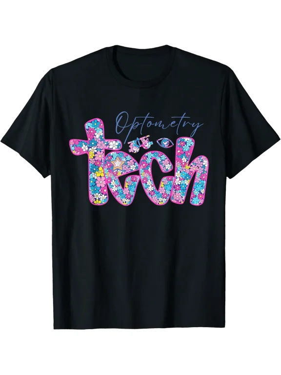 Floral Optometry Tech Optometrist Ophthalmologist Optician T-Shirt