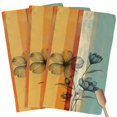 thumbnail image 1 of Floral Orange Kitchen Towel Dish Cloths Set of 3, Microfiber Soft Kitchen Hand Towels, Multicolor Striped Decadent Botanical Flower Absorbent Quick Drying Dishcloths 18 x 28 Inches, 1 of 8