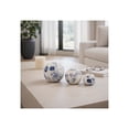thumbnail image 1 of Floral Orbs for Home Decor - Decorative Ceramic Stoneware for Bathroom, Office, Living Room and Shelf Display - Boho Flower Design for Coffee Table Styling - Set of 3, 6", 5", 4", Blue & Ivory, 1 of 13