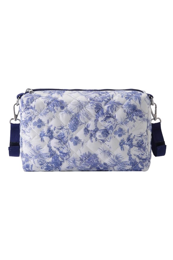 Floral Outdoor Diaper Bag Large Capacity Diaper Storage Bag Multifunctional Reusable Portable For Diapers Wipes Baby Essential (Blue)