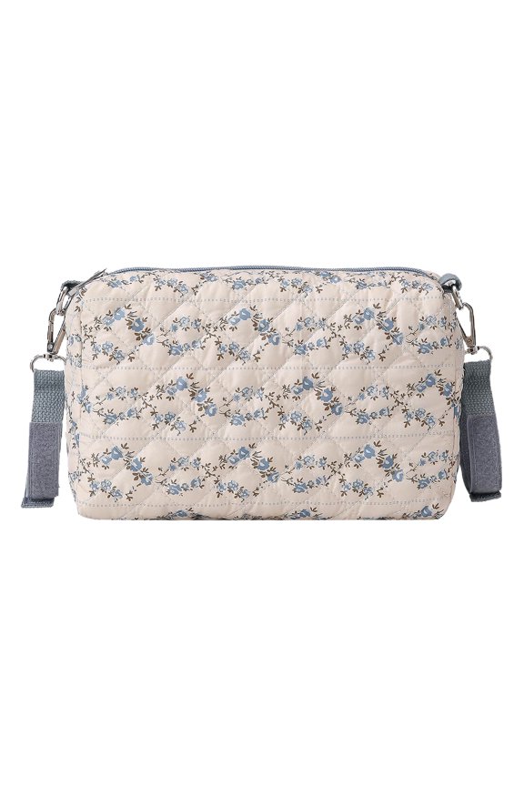 Floral Outdoor Diaper Bag Large Capacity Diaper Storage Bag Multifunctional Reusable Portable For Diapers Wipes Baby Essential (Flower Blue)