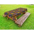 thumbnail image 1 of Floral Outdoor Tablecloth, Vibrant Flowers Botany Mother Earth Tropicana Exotic Funky Vibes Pattern, Decorative Washable Fabric Picnic Tablecloth, 58 X 120 Inches, Marigold Violet Purple, by Ambesonne, 1 of 2