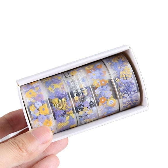 Floral PET Washi Tape Set 5pcs 2M Transparent Aesthetic Journaling Supplies for Scrapbooking and DIY Crafts
