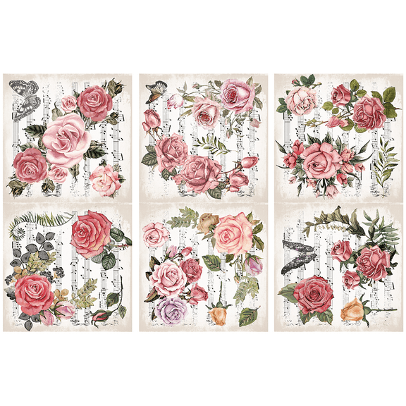 Floral PVC Waterproof Decorative Stickers Self Adhesive Decals for Furniture Decoration Flower 300x150mm 1 sheet/style 3 styles 3 sheets/set