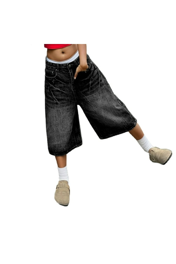 Floral Painted High Waist Straight Leg Jeans for Women, Vintage Loose Fit Flowy Wide Leg Casual Denim Pants