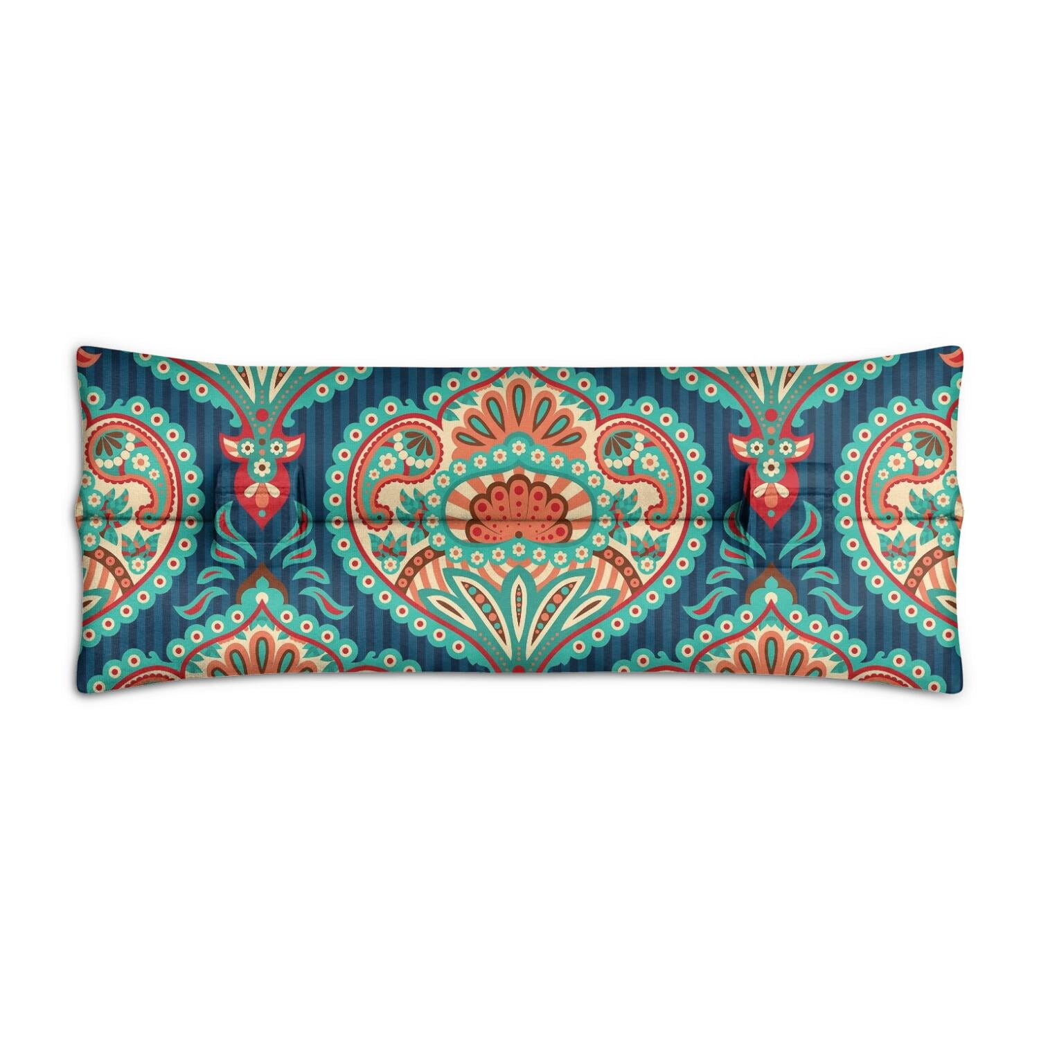 Floral Paisley Boho Design Seatbelt Pillow - Post-Mastectomy Heart Surgery Recovery Cushion - Soft Retro Car Travel Pillow for Women