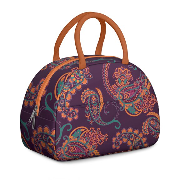 Floral Paisley Lunch Box, Decorative Mandala and Boho Pattern Tote, Perfect for Rustic French Country Style Lovers