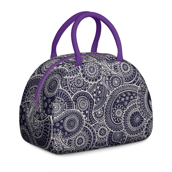 Floral Paisley Lunch Box, Decorative Mandala and Boho Pattern Tote, Perfect for Rustic French Country Style Lovers