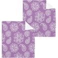 thumbnail image 1 of Floral Paisley Purple Washcloth 12x12in Set, 4 Pack Absorbent Cotton Towel Square Kitchen Dishes Towels, Soft Cleaning Face Hand Towel Fast Drying, 1 of 7