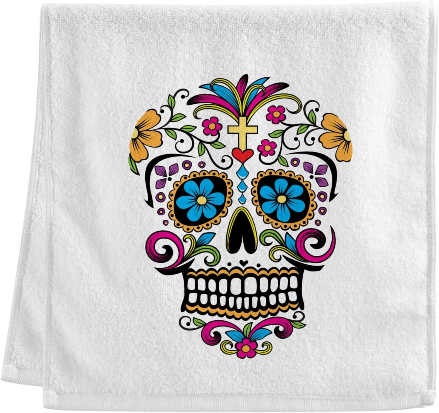 Floral Paisley Skull Hand Towels White Bath Towels Soft Absorbent 100