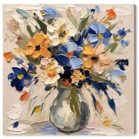Floral Palate Splash Chic Farmhouse Canvas Wall Art by Art Remedy, Gallery Wrapped, 16"x16"