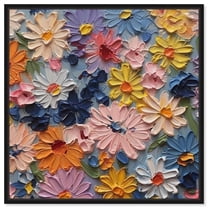 Floral Pallate Falls Chic Farmhouse Canvas Wall Art by Art Remedy, Black Floater Frame, 12"x12"