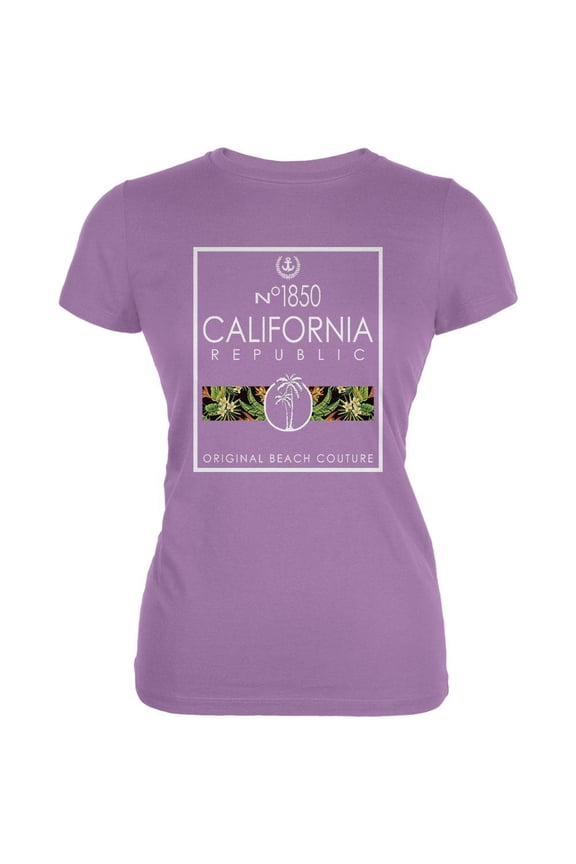 Floral Palm Tree Beach Couture California Republic Juniors Soft T Shirt