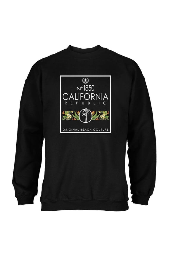 Floral Palm Tree Beach Couture California Republic Mens Sweatshirt Black SM