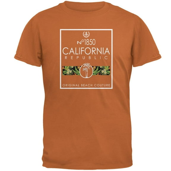 Floral Palm Tree Beach Couture California Republic Mens T Shirt Texas Orange 3X-LG