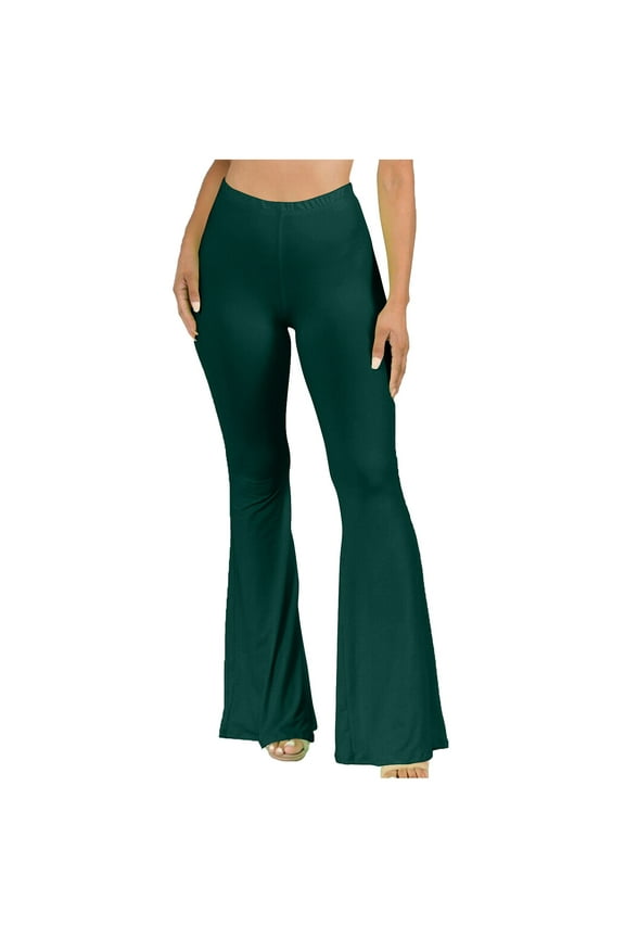 Floral Pants Ladies Trendy Boho Bell Bottoms Stretchy High Waist Hippie Y2k Flared Leggings Fall Casual Trouser (Small, Green 01)