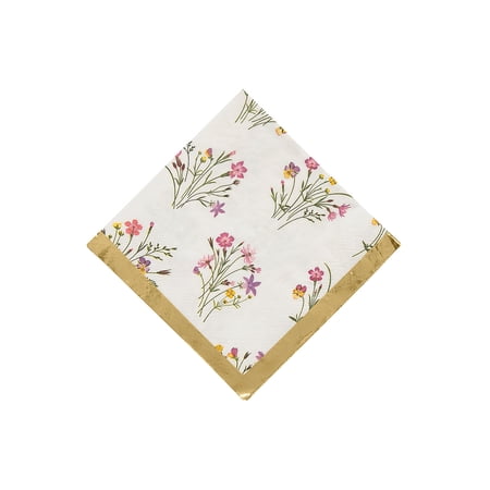 Floral Paper Beverage Napkins - 16 Pieces