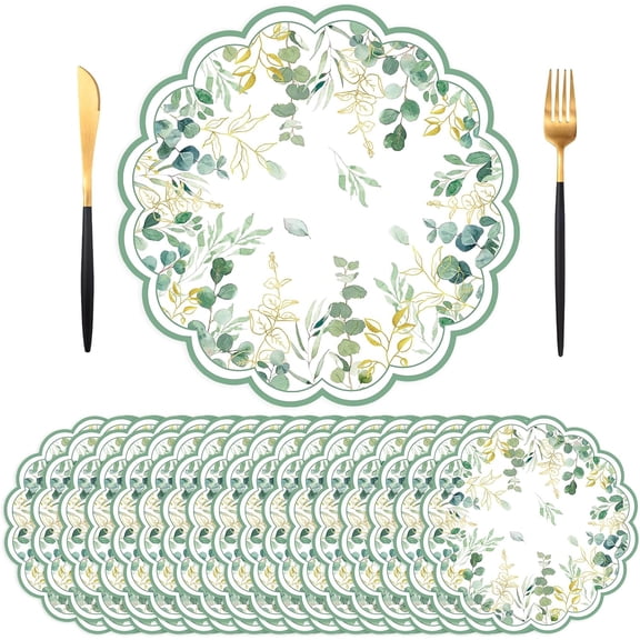 Floral Paper Placemats, Pink Roses Flower Paper Placemats Disposable, Summer Table Mats for Wedding Birthday Anniversary Home Party Supplies Banquet Table Settings