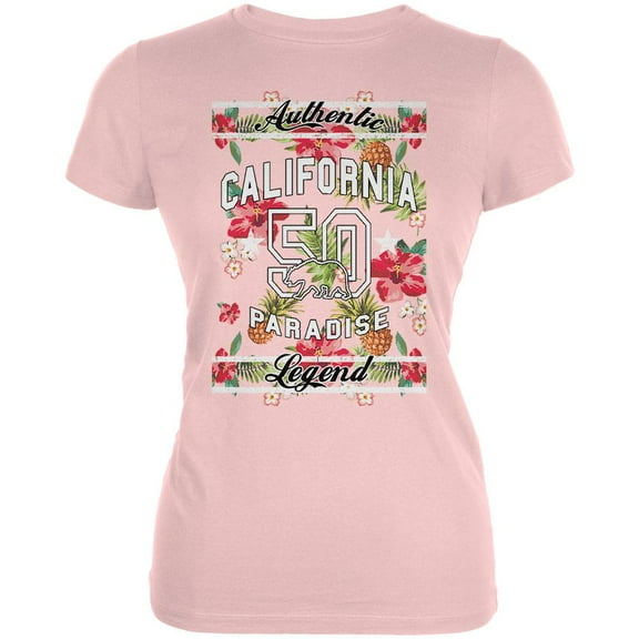 Floral Paradise Found California Juniors Soft T Shirt Blush Pink 2XL
