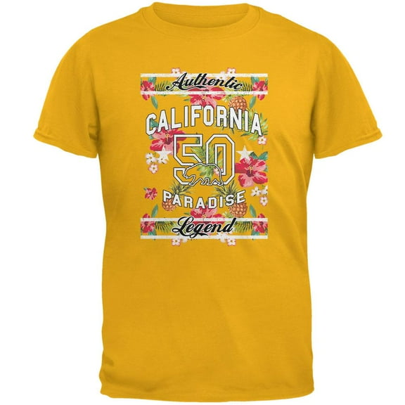 Floral Paradise Found California Mens T Shirt Gold SM