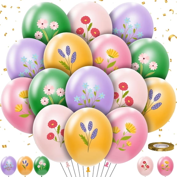 Floral Party Decorations Balloons Set, Wildflower Floral Printed Party Supplies Latex Balloons