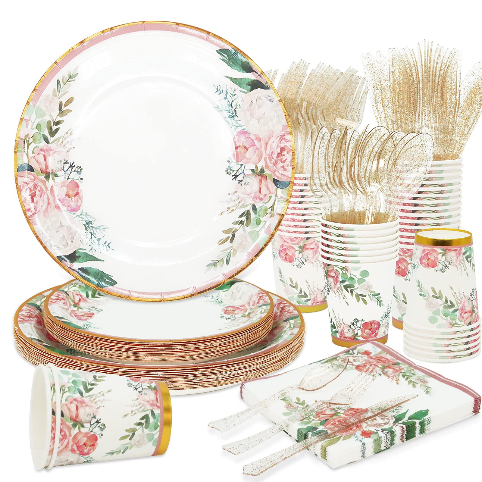 Floral Party Supplies - IFF17 Bridal Shower Paper Plates & Napkins Set ...