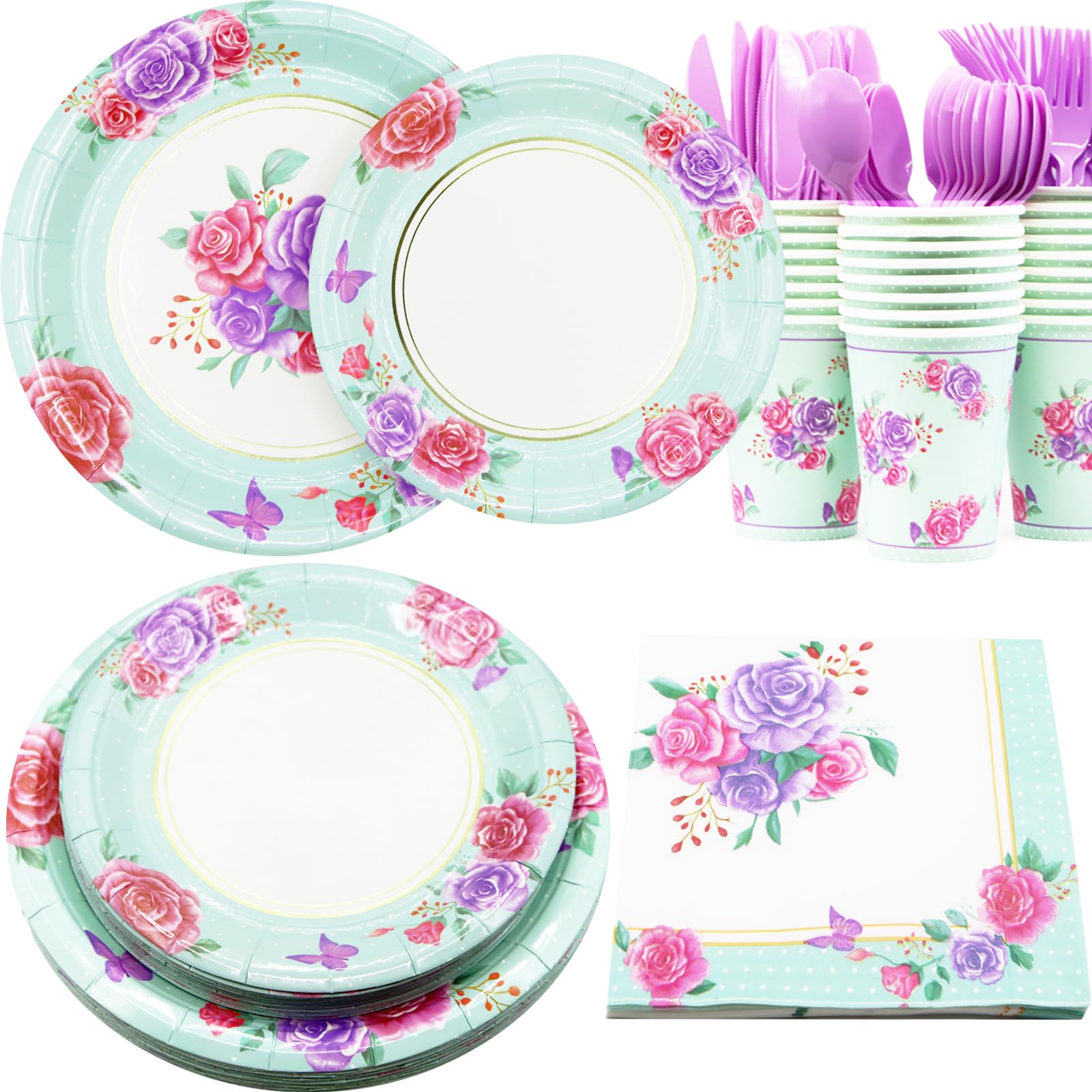 Floral Party Supplies Serves 25, Floral Birthday Party Decorations