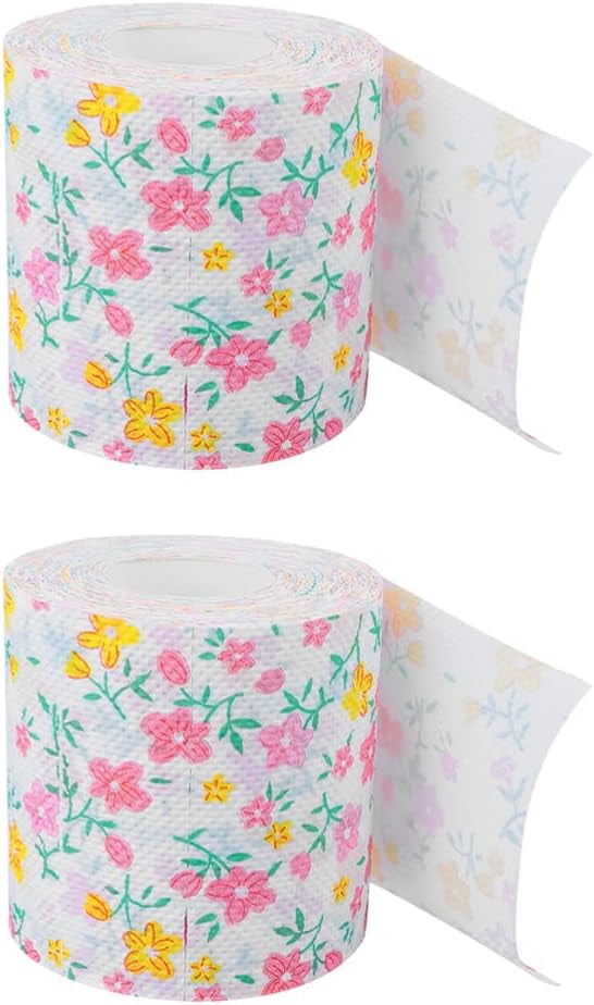 Floral Party Toilet Tissue, 2 Rolls - Novelty Flower Fake Money Toilet Paper for Home, Office, Restaurant, Hotel, Travel